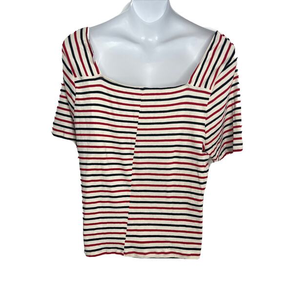 Lane Bryant Women's Plus Size 22/24‎ Square Neck Short Sleeve Striped Shirt NWT - Picture 2 of 12